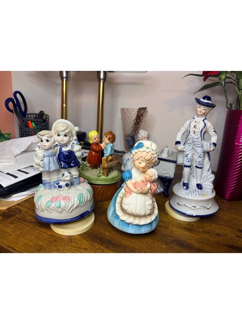 Vintage wind up musical Man woman piano boy girl baby 5 pieces 4 musical - Picture 12 of 16